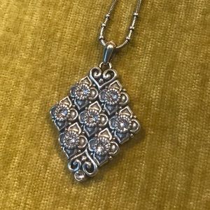 BRIGHTON ALCAZAR Crystal Silver Pendant NECKLACE Short/Mid Length